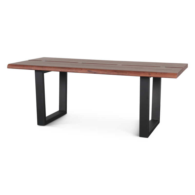 Table de salle à manger Yarrow 79 "en séquoia clair avec pieds en bronze