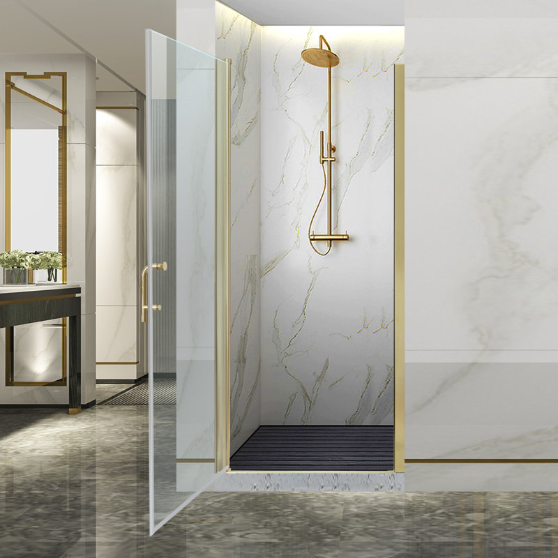 36-37.9 in. W x 72 in. H Pivot Swing Frameless Shower Door with Clear SGCC Tempered Glass, Brushed Gold