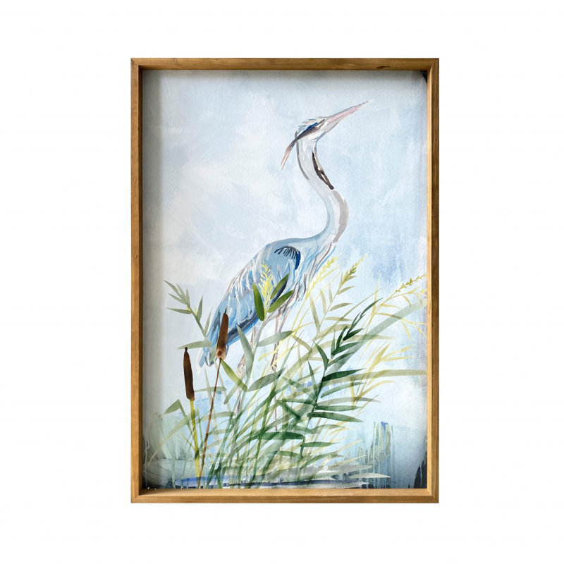 24" x 36" Blue Heron Canvas Print with Pine Frame