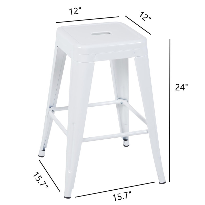 Tabourets de bar en métal sans dossier, hauteur du comptoir (lot de 2), non empilables, détachables, montage facile et rapide, design compact idéal pour îlot de cuisine, bar ou salle à manger - Blanc pur.