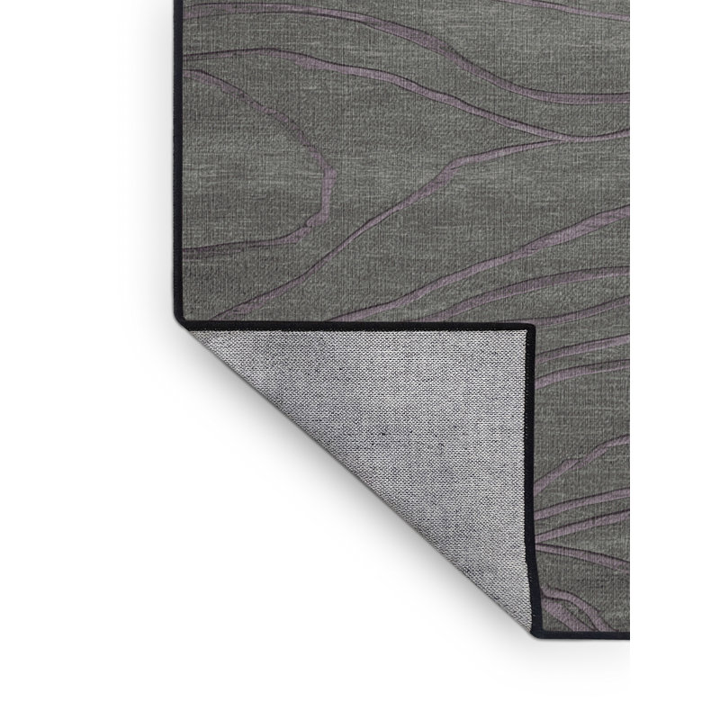 Machine Washable Abstract Black Area Rug, Square 8'