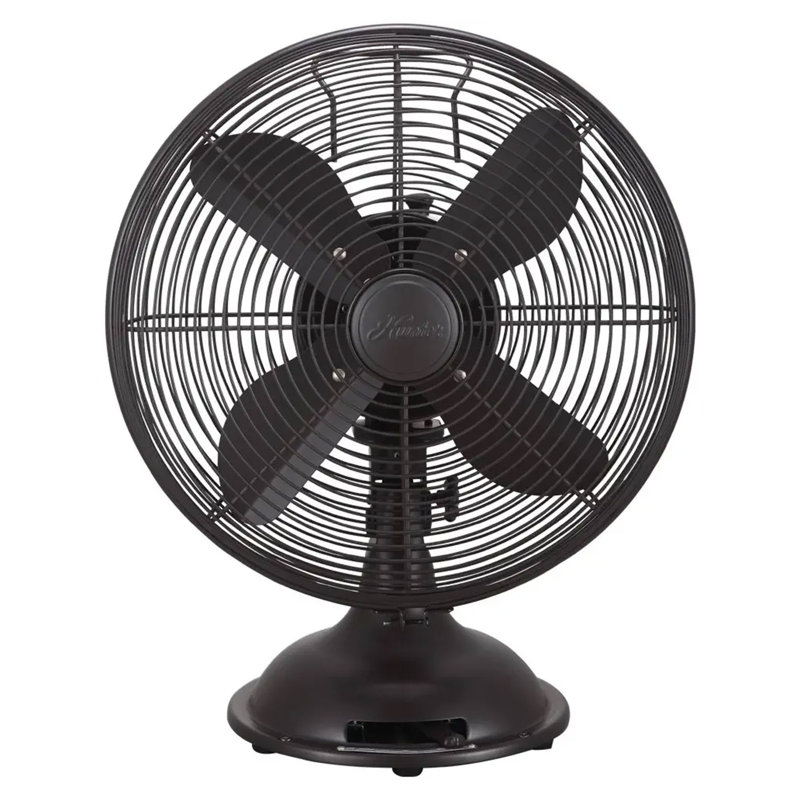 Ventilateur de table oscillant rétro tout en métal Hunter 90407 12 "avec 3 vitesses, cuivre onyx, Noir