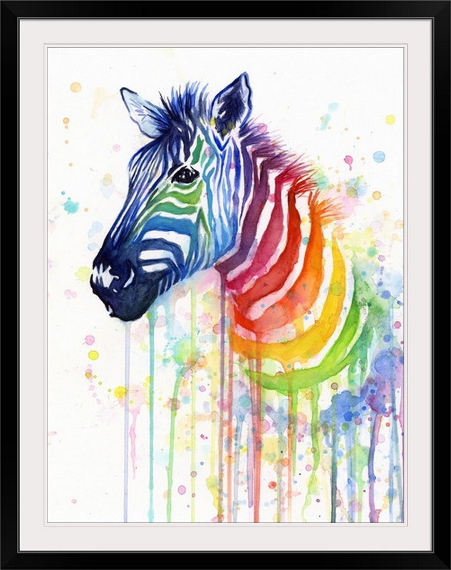 « arc-en-ciel zèbre » olga shvartsur, reproduction d’art, H 36 po x l 27 po x P 1,5 po, Toile