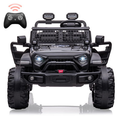 Chariot pour enfants 2 places 24 V avec télécommande, 2 moteurs de 120 W, siège de 20 po, roues de 15,5 po, lumières DEL, FM, musique et rangement