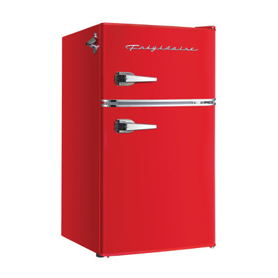 3.2-Cu Ft. 2-Door Retro Compact Bar Fridge With Freezer And Side Bottle Opener