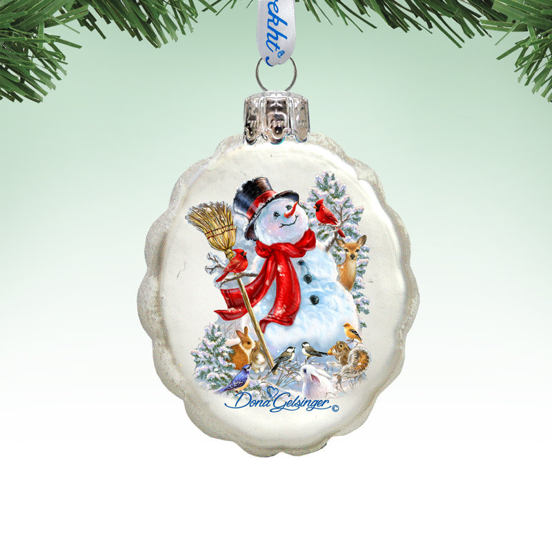 3'' Handmade Wood Holiday Shaped Ornament, Snowman