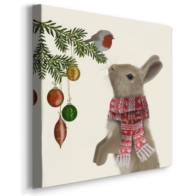 Lapin et merle sur toile