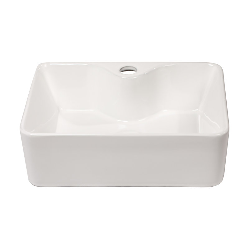 Orren Ellis Attwater 16'' White Ceramic Rectangular Bathroom Sink