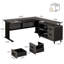 Bureau de direction 63 pouces avec classeur, grand bureau d'ordinateur avec tiroirs et tablettes de rangement-1507209760