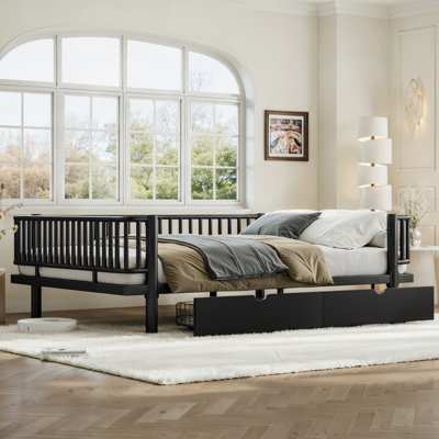 Platform Bed with Storage Drawers, Metal Daybed Frame, Upgraded Safety Design, Low Profile