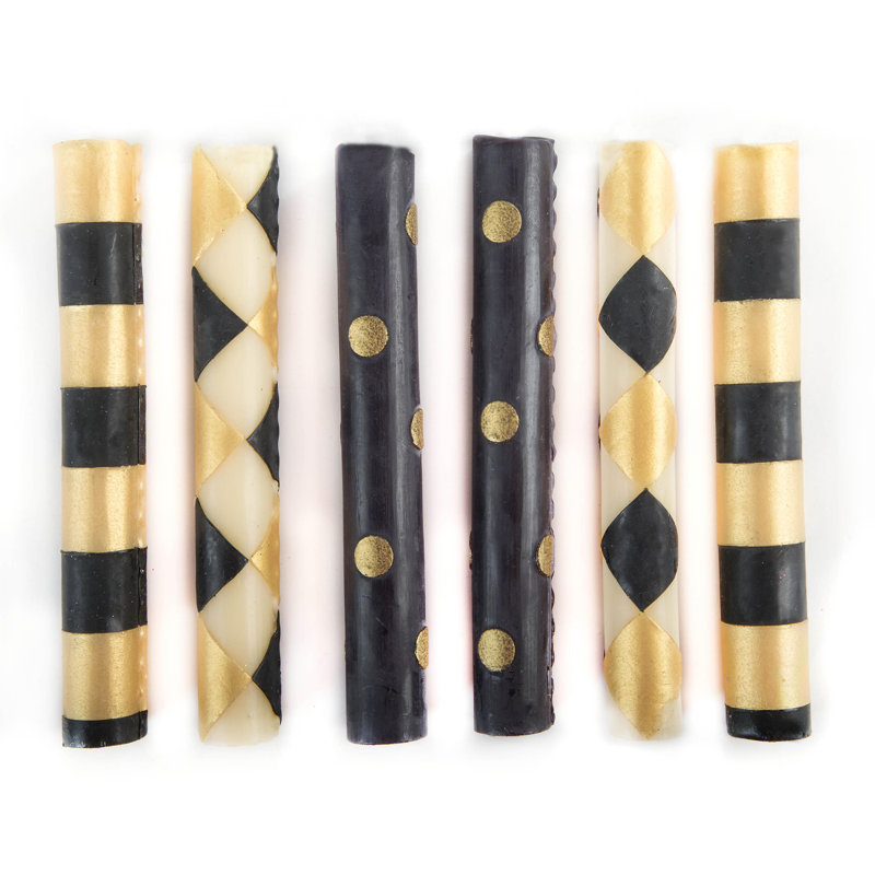 Elegant Black Beeswax 6-Piece Taper Candle Set