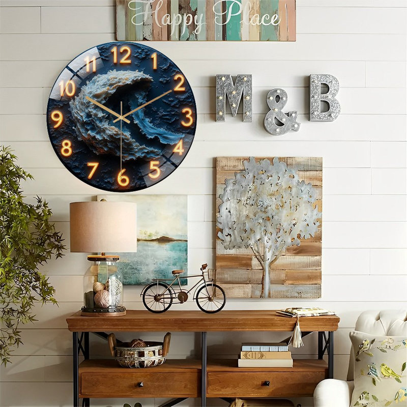 Horloge murale en verre 12 po