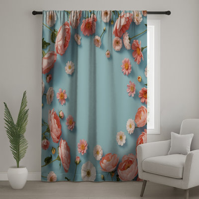 Rideaux à fleurs, voilages et rideaux à fleurs - 1 panneau
