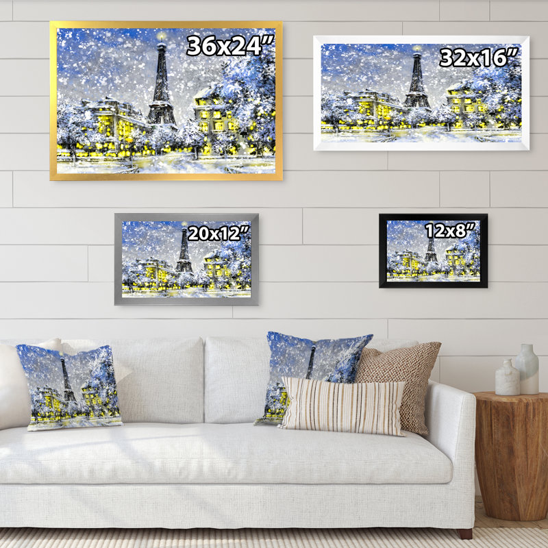 «Paris In Christmas Winter Ii», reproduction d'art sur toile traditionnelle, H 24 po x l 36 po x P 1 po