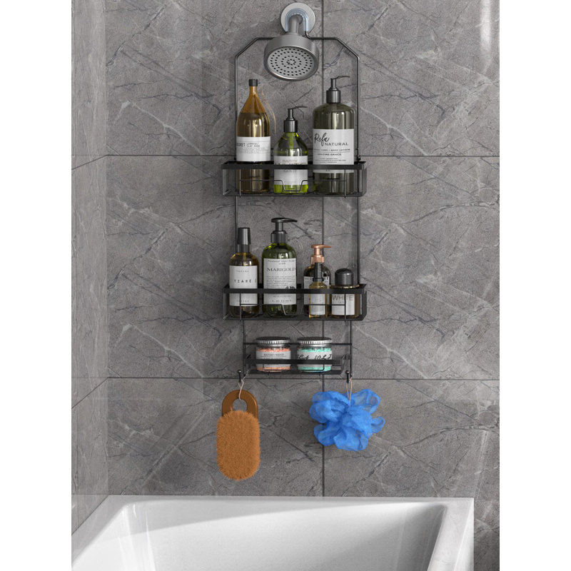 Namarion Metal Adhesive Bathroom Shelves, Black