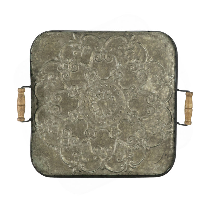 28.7X3.9X24.4" Fabius Iron Tray With Handle, Square