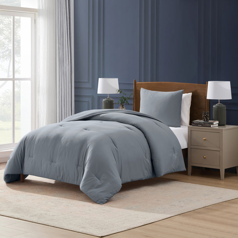  soft microfiber 2 piece comforter set with pillow sham, Twin XL Comforter + 1 Standard Sham, Slate Blue