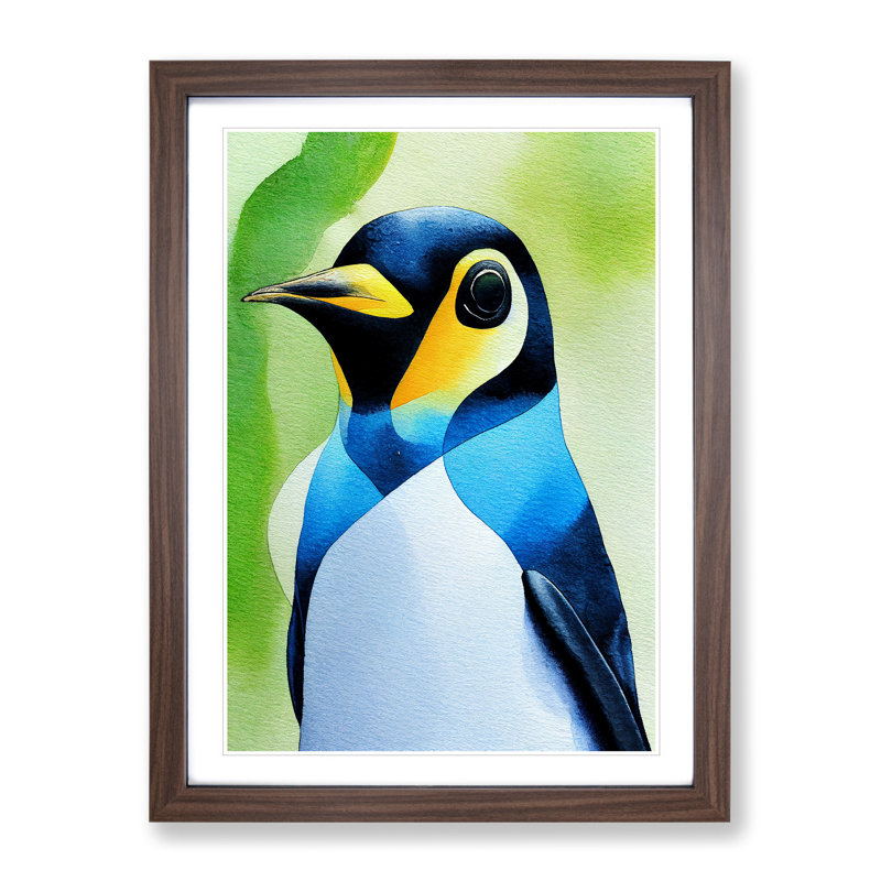 Penguin No.3 - Print, Walnut Picture Frame, White, 64cm H x 46cm W
