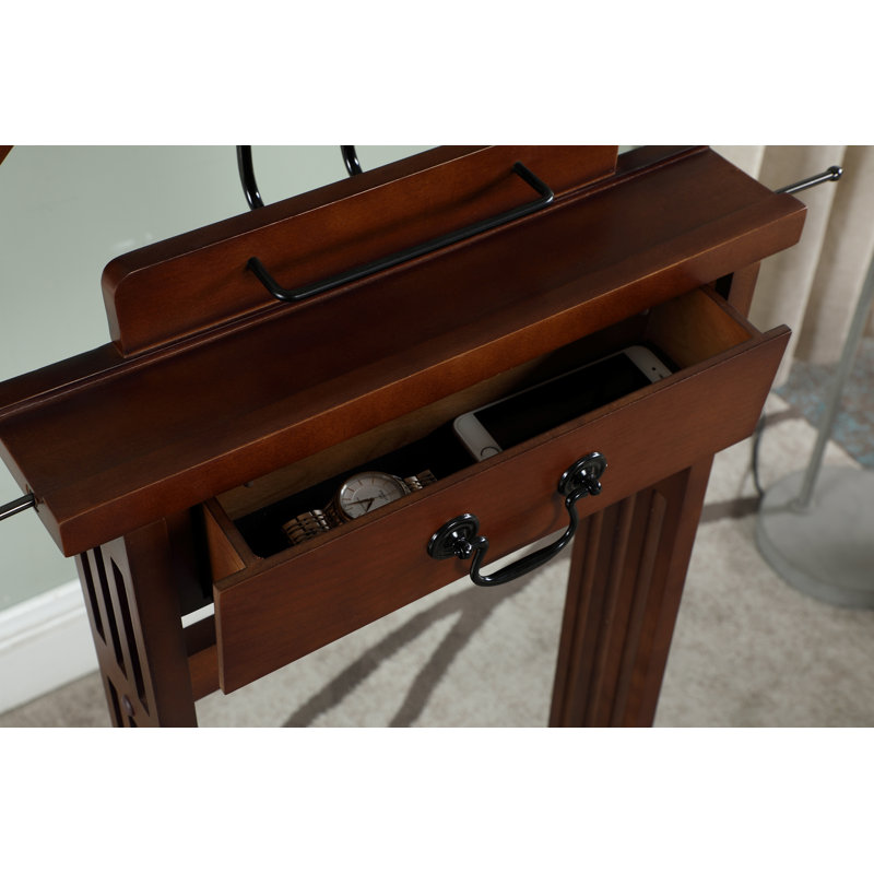 Freestanding Valet Stand, Dark Walnut