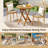 Patio Teak Wood Dining Table with Slatted Tabletop and Sturdy X-Shaped Frame