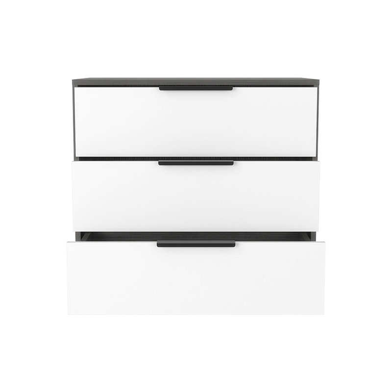 Commode 3 tiroirs, Blanc / gris