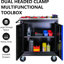 Voiture multi-outils avec cloisons à cloisons de 20 mm et poignée noire + armoire bleue de 25,4 x 13,35 x 26,26 pouces