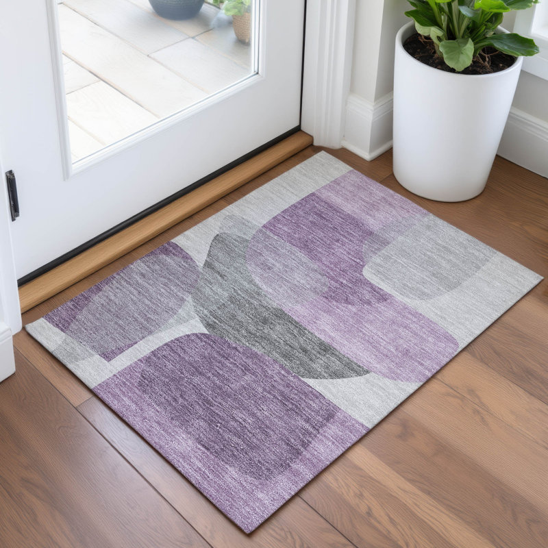 Machine Washable Indoor/Outdoor Xhevrie Purple Rug, Rectangle 1'8" x 2'6"