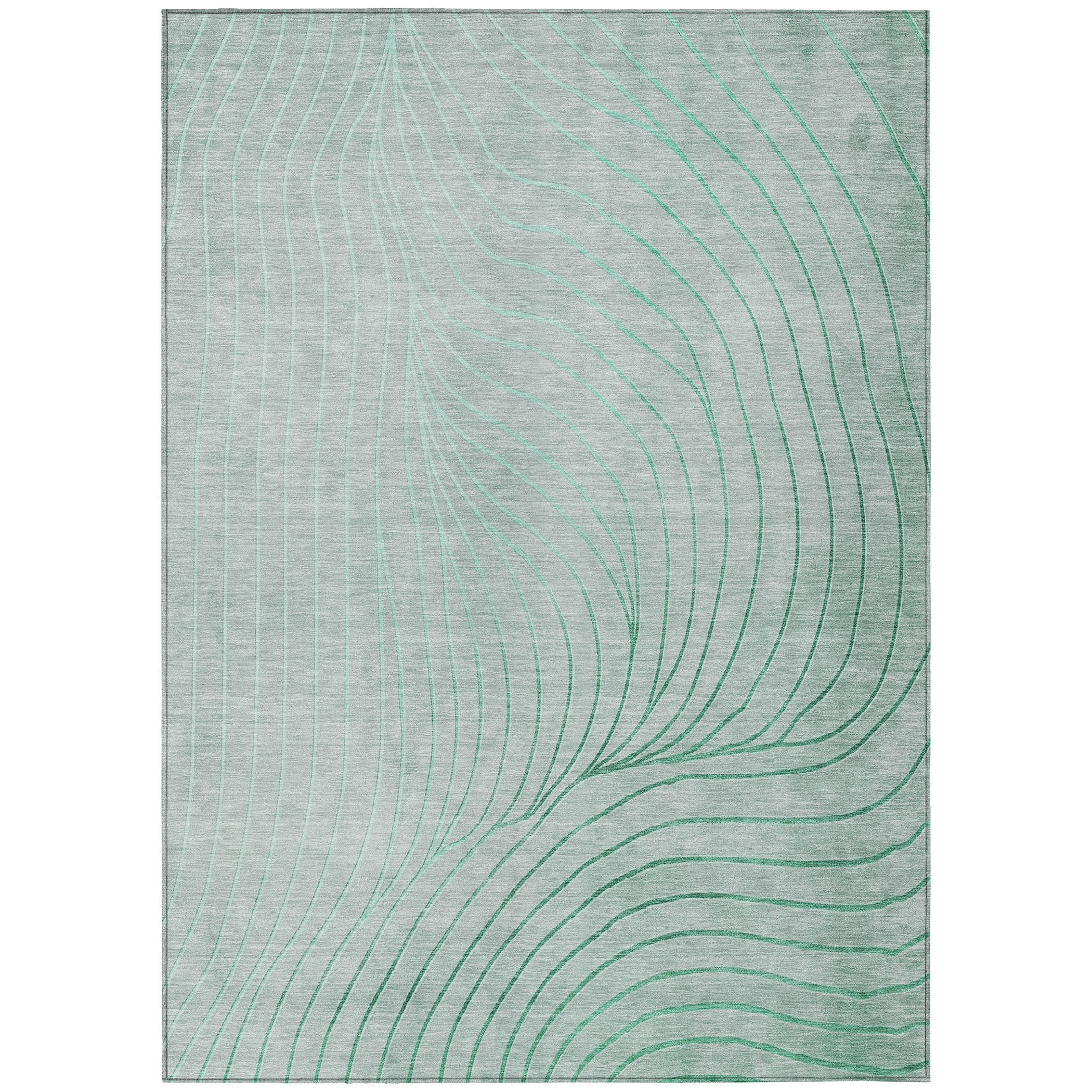 Orren Ellis 5' X 8' Mint Green And Silver Abstract Washable Indoor ...