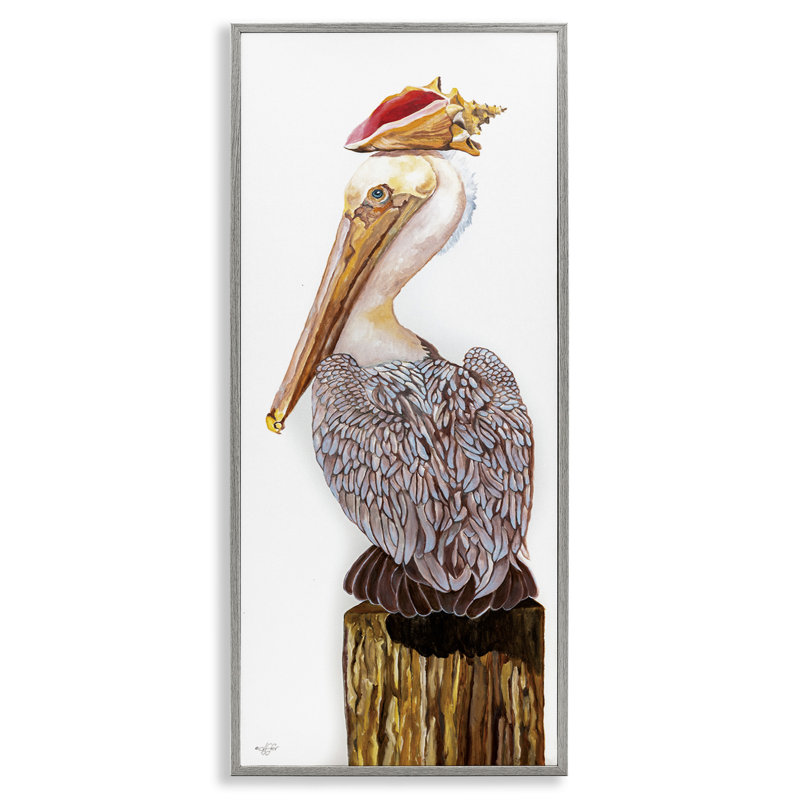 Pélican nautique avec giclée de coquillage par Diane Fifer, Estampe numérique Farmhouse, H 24 po x l 10 po