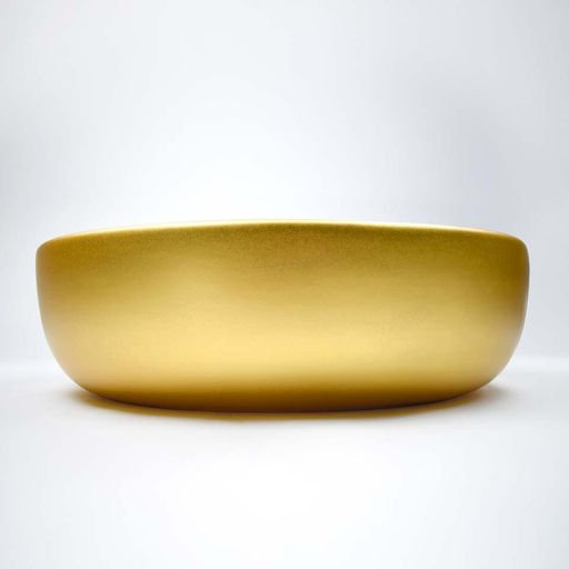 Bliss Ceramic Round Drop-In Bathroom Sink, Matte Gold/White
