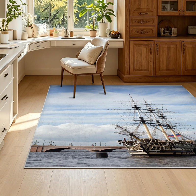 Tapis d'intérieur clair lavable à la machine, ancien bateau russe, Rectangle 55 po x 79 po