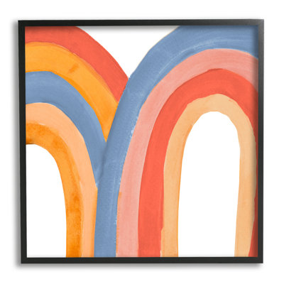 Playful Double Rainbow Arches Blue Red Orange par Emily Navas - Peinture