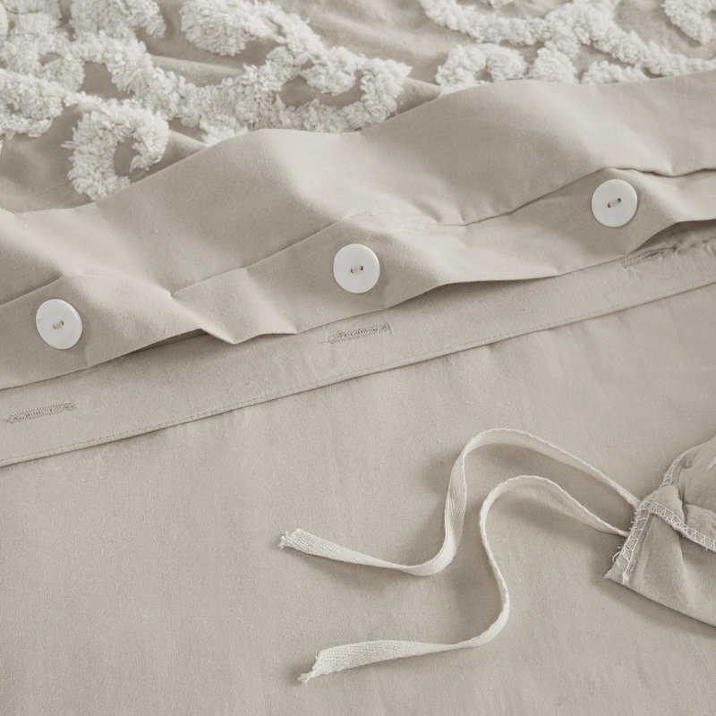 Cotton Comforter 3 Piece Set, Taupe