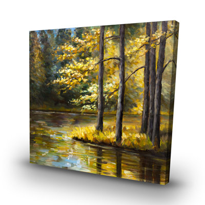 Fall landscape by the water - 32"x32" art on canvas