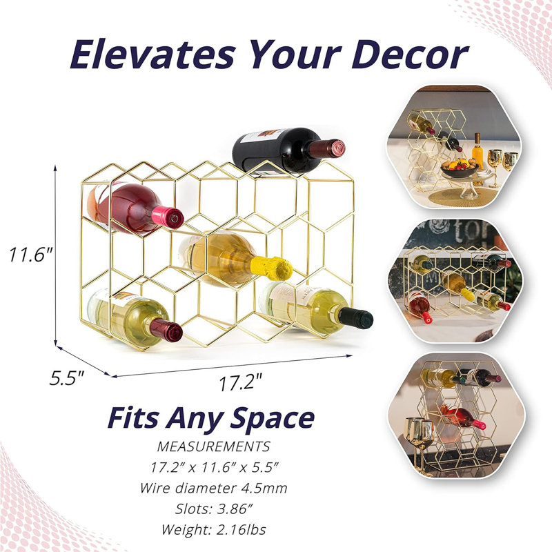 Countertop Wine Rack - 14 Bottle Freestanding, Gold