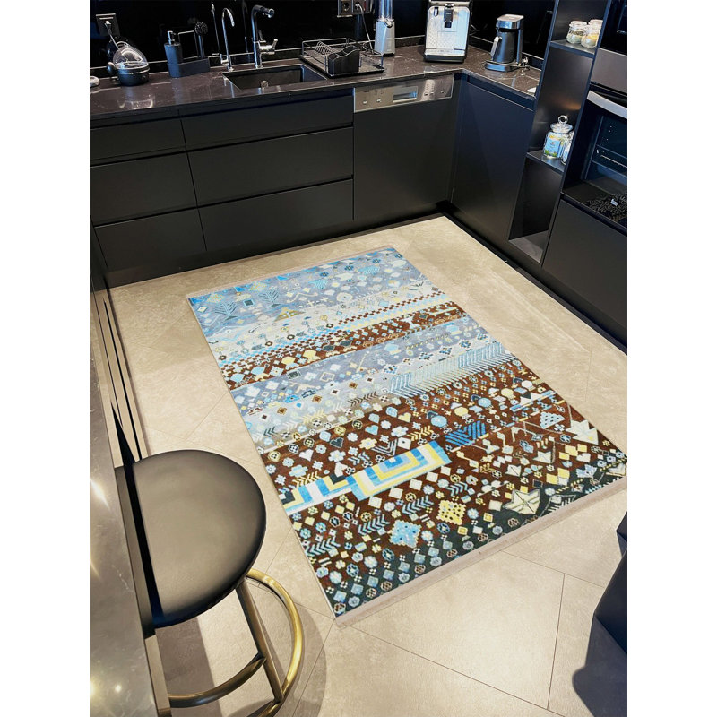 Tapis décoratif moderne à motif bleu traditionnel Barcelona Collection Barcelona