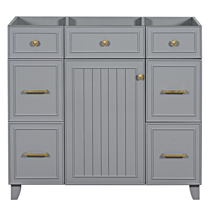 Base de meuble-lavabo avec trois tiroirs, Gris