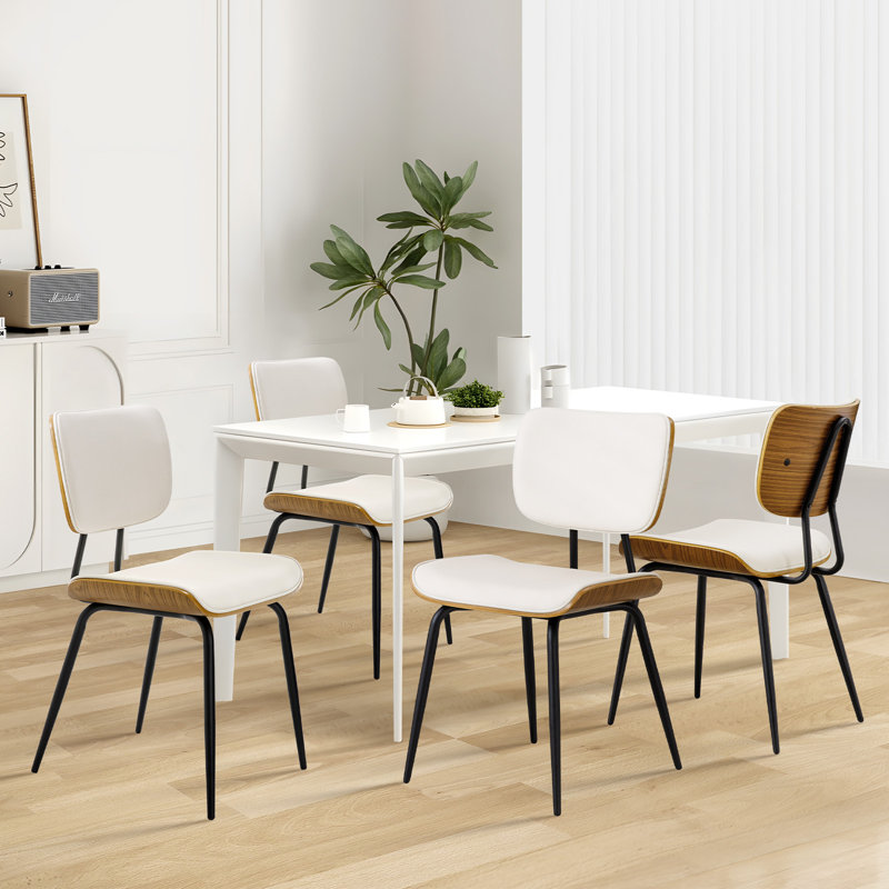 Upholstered Dining Chair, Cream, 4