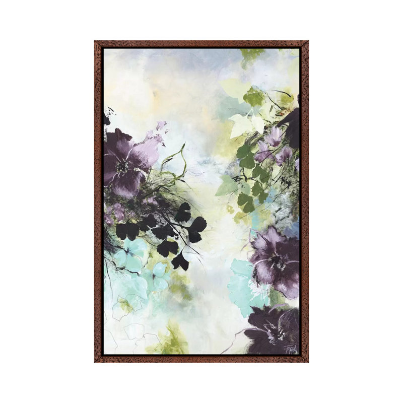Flower Blush II - Painting on Canvas, 66.04cm H x 45.72cm W x 3.81cm D, Classic Brown Wood Framed