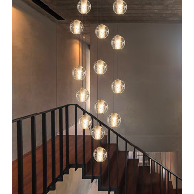 12-Light Modern Led Crystal Chandelier Black