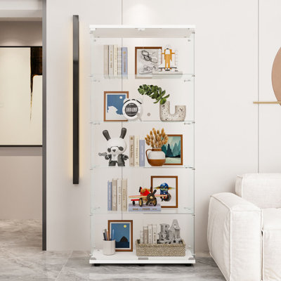 Vitrine à double porte vitrée avec 5 tablettes, vitrine