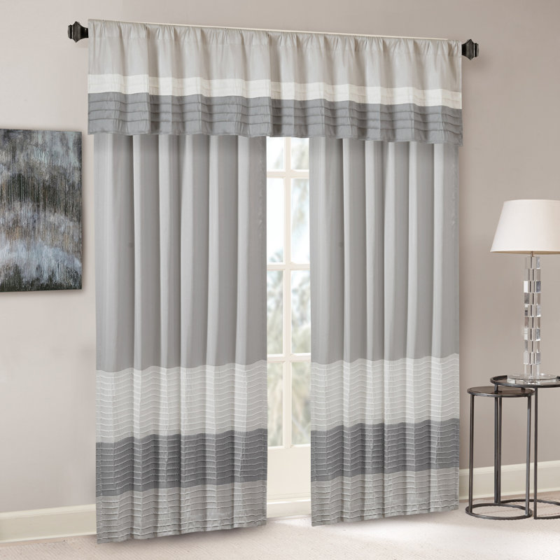 Amherst Polyoni Pintuck Single Curtain Panel, Gray