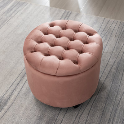 Repose-pieds rond avec rangement en velours Briana