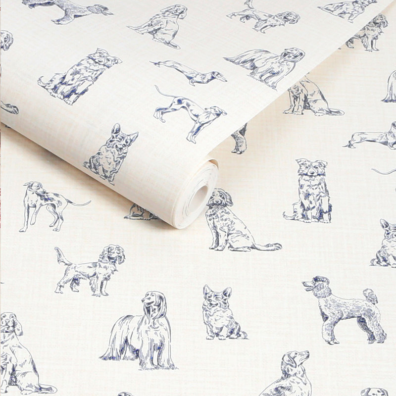 Joules Sketched Dogs Cream/Blue Wallpaper