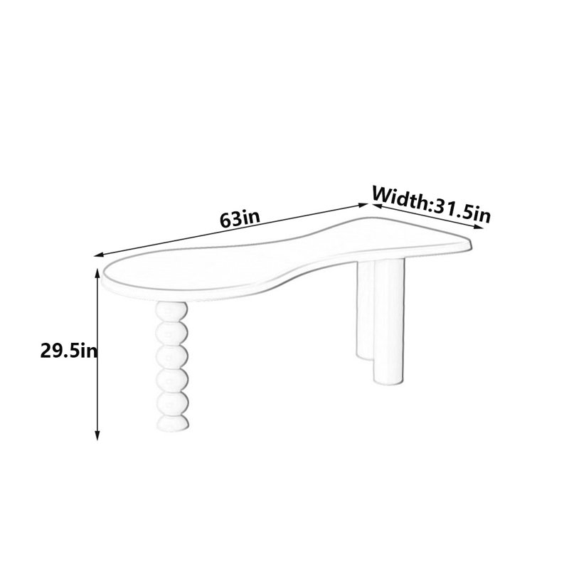 Bureau ergonomique en bois massif Luxury, H 29,5 po x l 63 po x P 31,5 po