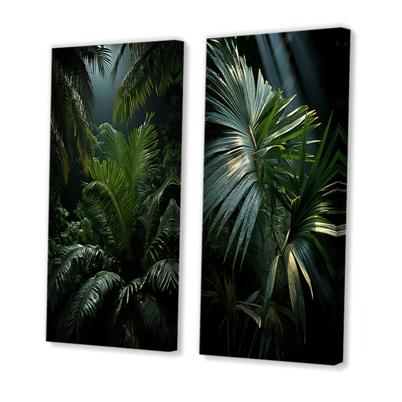 «Palm Trees Jungle», 2 pièces, H 32 po x l 32 po, Toile tendue