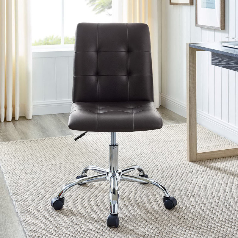 Modway Prim Armless Mid Back Office Chair, Brown