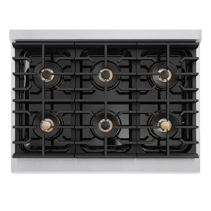 ZLINE 36 in. Paramount Gas Rangetop with 6 Burner DuoPro Cooktop in Satin Stainless Steel, Satin Stainless Steel