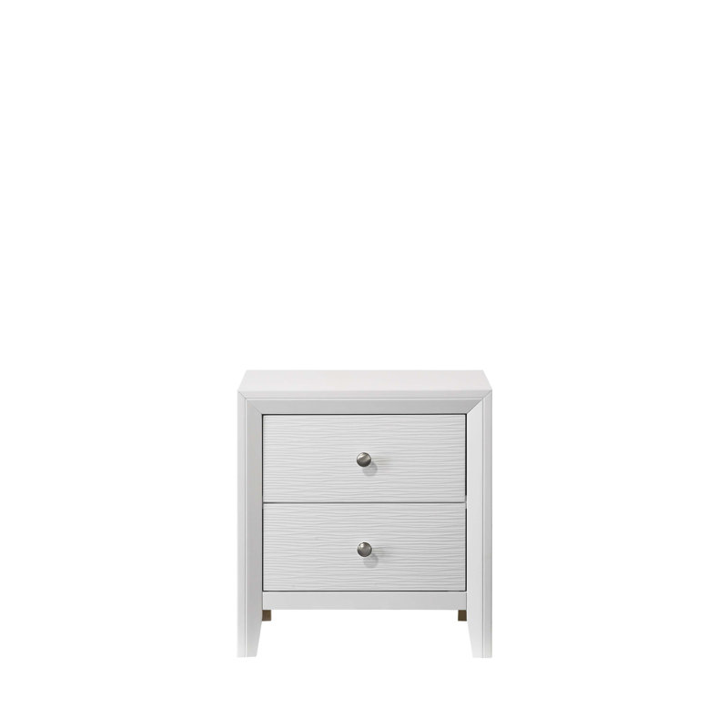 Table de chevet contemporaine à 2 tiroirs avec rangement spacieux, parfaite pour la chambre à coucher et le salon