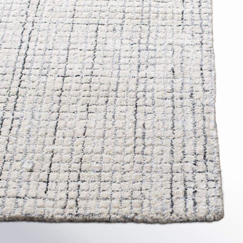Rowe Abstract Handmade Tufted Ivory/Grey Area Rug, Rectangle 3' x 5'